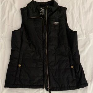 L.L. Bean Quilted Black Vest with Synthetic Sheen